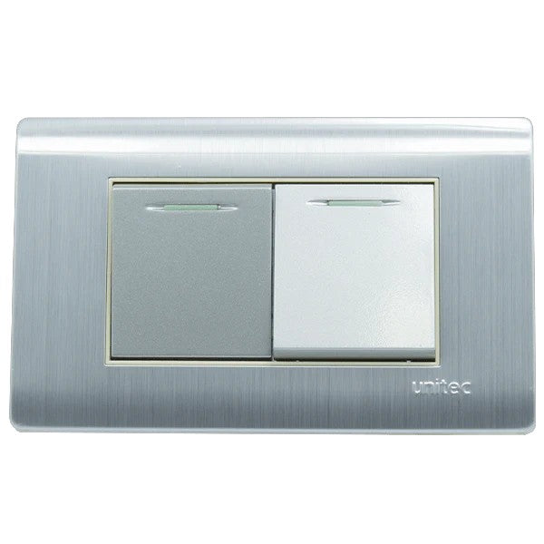 Interruptor Doble Acero Inox Unitec