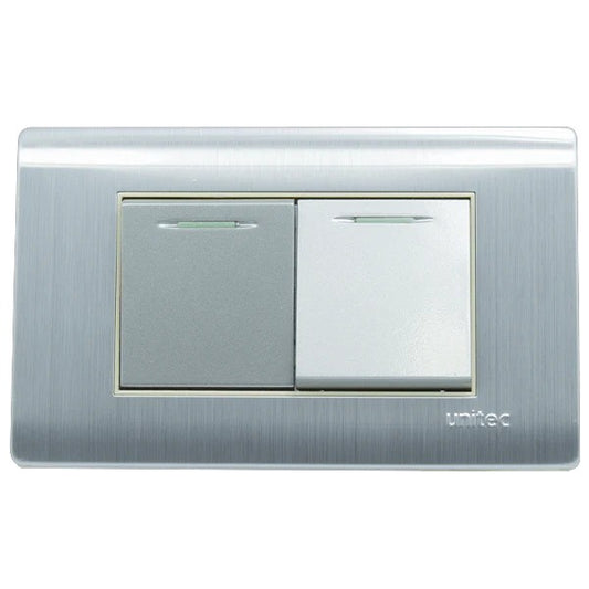Interruptor Doble Acero Inox Unitec
