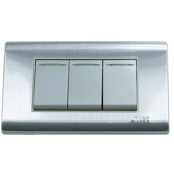 Interruptor Triple Acero Inox Unitec