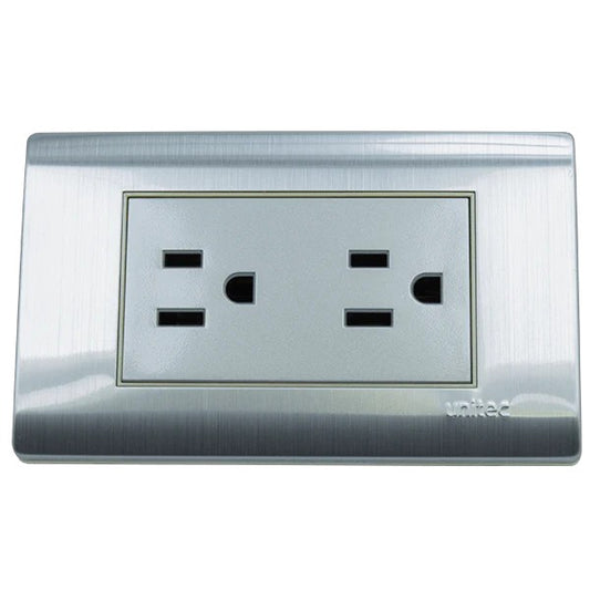 Toma Doble Acero Inox Unitec