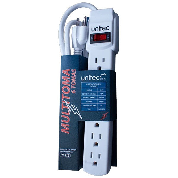 Multitoma, 6 Tomas Blanca 14Awg-Unitec,