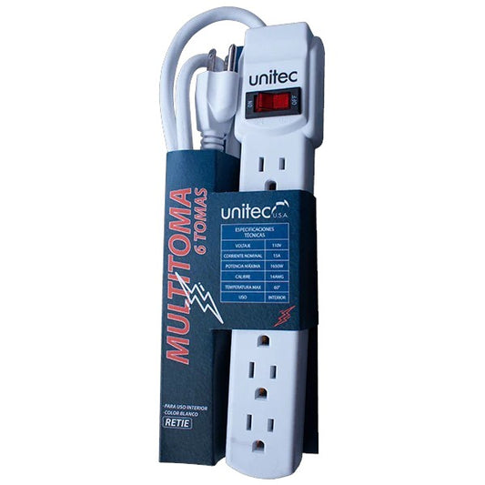 Multitoma, 6 Tomas Blanca 14Awg-Unitec,