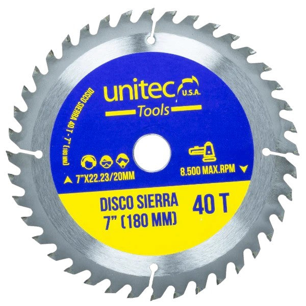 Disco De Sierra 7'' 40T Unitec