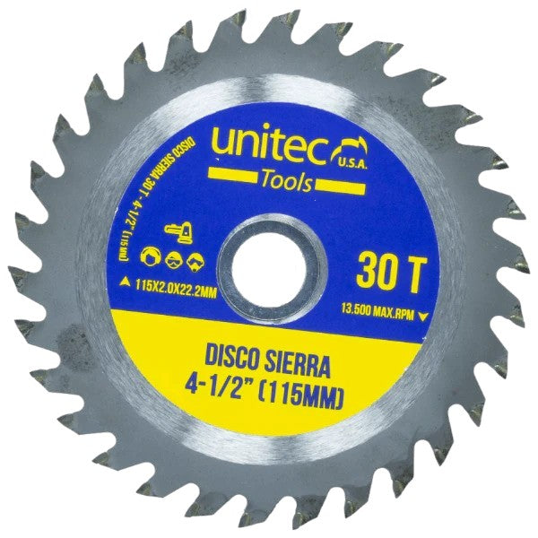 Disco Sierra 4 1/2  30T Unitec